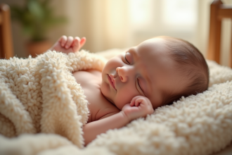 Bébé nouveau-né dormant paisiblement dans une nurserie lumineuse
