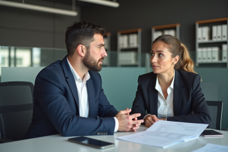 Deux collègues en pleine discussion tendue au bureau