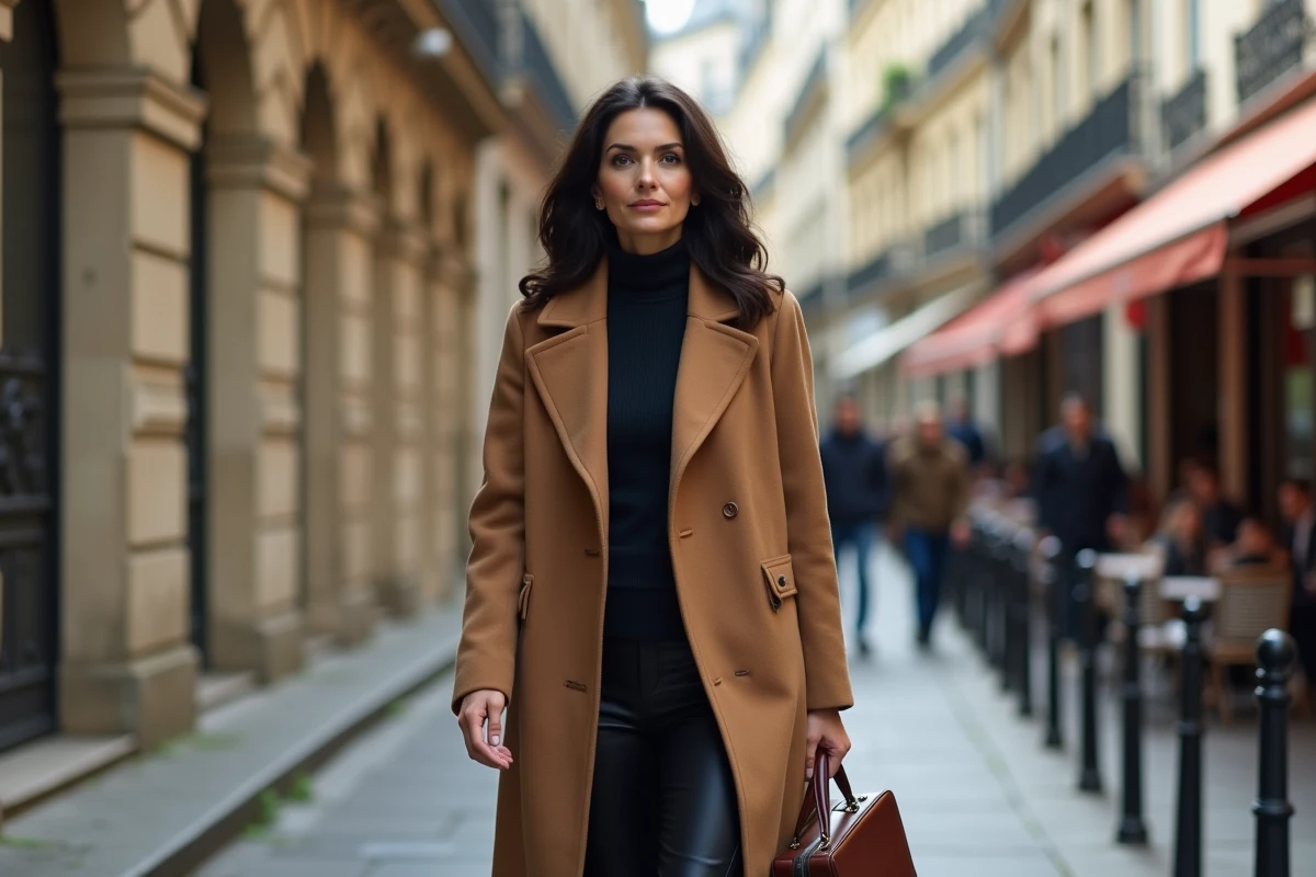 Femme professionnelle marchant dans un quartier haussmannien de Paris, photographie documentaire éditoriale