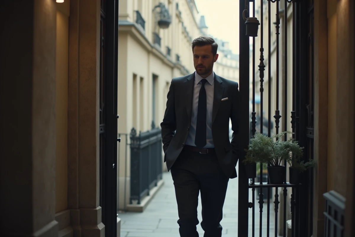 Homme élégant sortant d