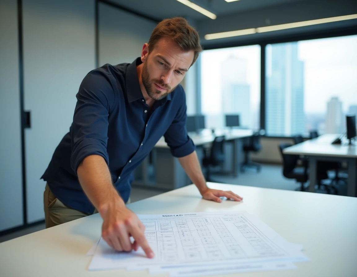 Homme consultant un tableau récapitulatif imprimé des semaines paires et impaires pour organiser son agenda 2026