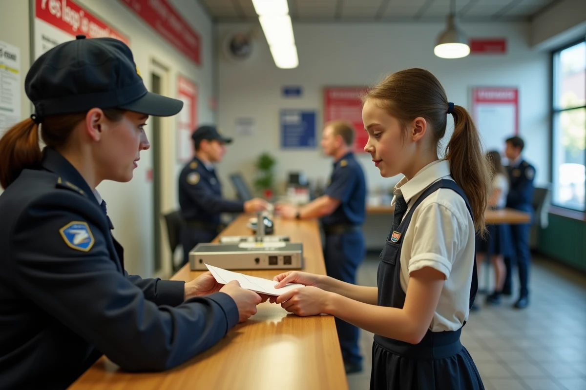 Adolescente déposant une enveloppe à la poste